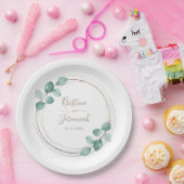 Eucalyptus Watercolor金ゴールドスクリ結婚プト ペーパープレート (パーティー)