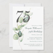 Eucalyptus Watercolor 75th Birthday Script 招待状 (正面)