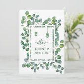 Eucalyptus watercolor botanical ramadan iftar  招待状 (スタンド正面)