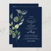 Eucalyptus Watercolor Botanical Wedding 招待状 (正面/裏面)
