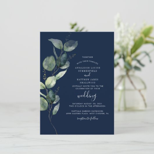Eucalyptus Watercolor Botanical Wedding 招待状 (スタンド正面)