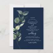 Eucalyptus Watercolor Botanical Wedding 招待状 (正面)