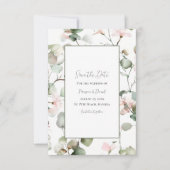 Eucalyptus Watercolor Flat Save The Date Card セーブザデート (正面)