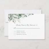 Eucalyptus Watercolor Sage Green Script RSVP  (正面)