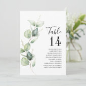Eucalyptus Watercolor Table Number Wedding Seating 招待状 (スタンド正面)