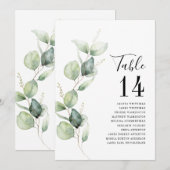 Eucalyptus Watercolor Table Number Wedding Seating 招待状 (正面/裏面)