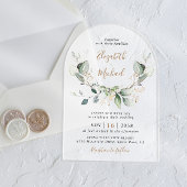 Eucalyptus Watercolor Wedding Frosted Arch アクリル招待状