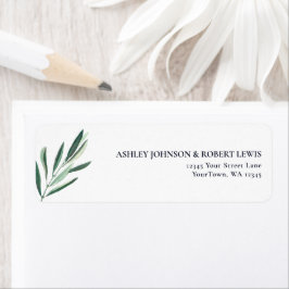 Eucalyptus Watercolor Wedding Return Address ラベル