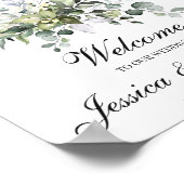 Eucalyptus Watercolor Wedding Welcome Poster Sign ポスター (角)