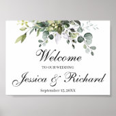 Eucalyptus Watercolor Wedding Welcome Poster Sign ポスター (正面)