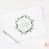 Eucalyptus Watercolor Wreath Ingredients Labels ラウンドシール (封筒)