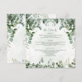 Eucalyptus Wedding Details Card Square 1001A 招待状 (正面/裏面)