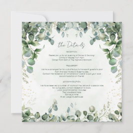 Eucalyptus Wedding Details Card Square 1001A 招待状