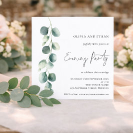 Eucalyptus Wedding Evening Party Square Invitation 招待状