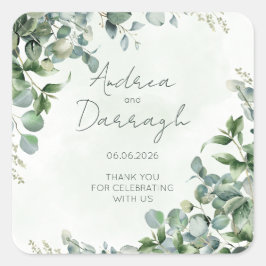 Eucalyptus Wedding Favor Label Sticker 1001A スクエアシール