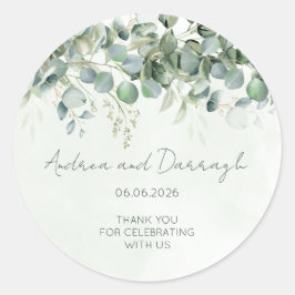 Eucalyptus Wedding Favor Label Sticker 1001A ラウンドシール