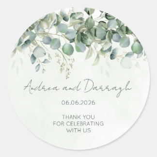 Eucalyptus Wedding Favor Label Sticker 1001A ラウンドシール