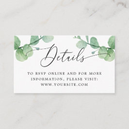 Eucalyptus Wedding Insert | Greenery Details + QR エンクロージャーカード