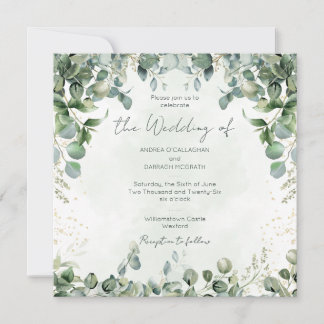 Eucalyptus Wedding Invitation Square 1001  招待状