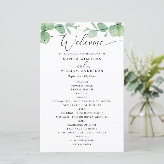 Eucalyptus Wedding Program | Outdoor Botanical  (スタンド正面)