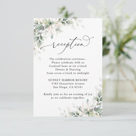 Eucalyptus Wedding Reception Enclosure Cards 出欠カード (スタンド正面)