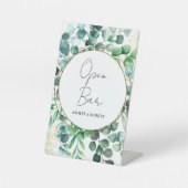 Eucalyptus Wedding Reception Open Bar Tabletop 台座サイン (正面)