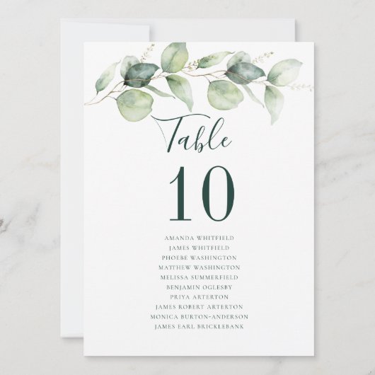 Eucalyptus Wedding Reception Table Number (裏面)