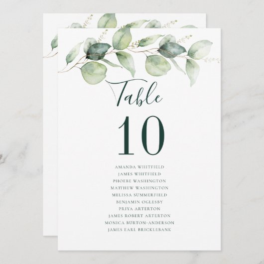 Eucalyptus Wedding Reception Table Number (正面/裏面)