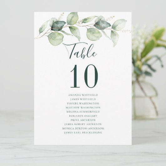 Eucalyptus Wedding Reception Table Number (スタンド正面)