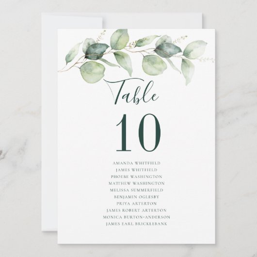 Eucalyptus Wedding Reception Table Number (正面)