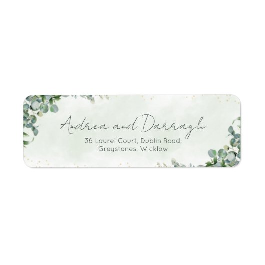 Eucalyptus Wedding Return Address Labels 1001 ラベル (正面)