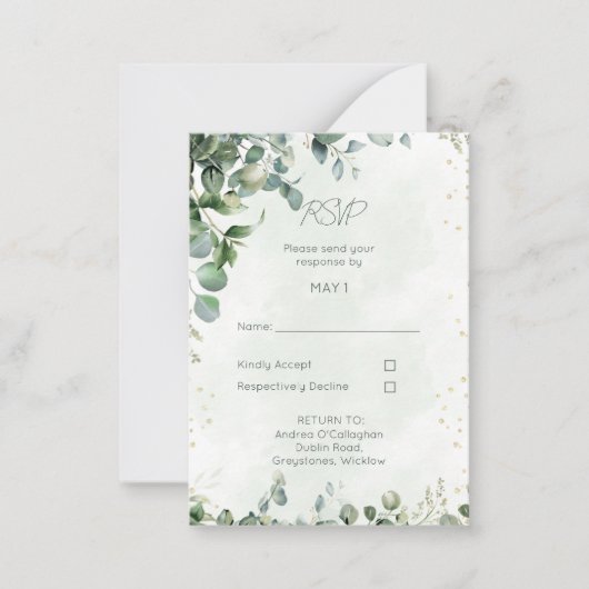 Eucalyptus Wedding RSVP Card 1001 ノートカード (正面)