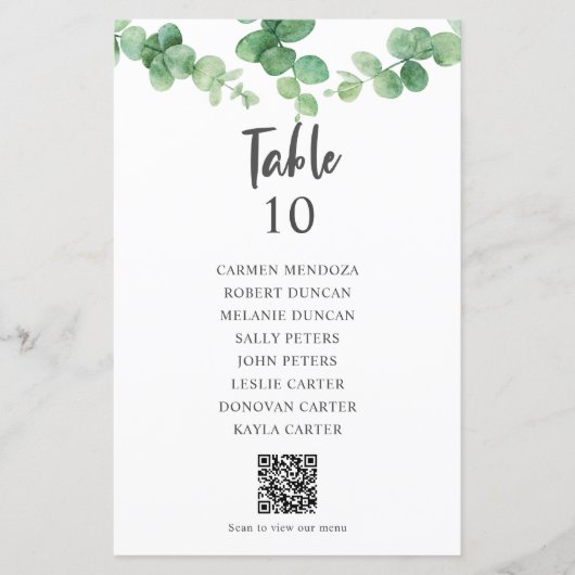 Eucalyptus Wedding Seating Chart QR Code (正面)