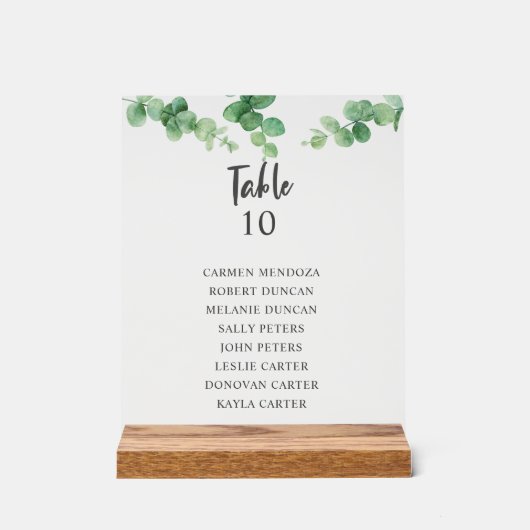 Eucalyptus Wedding Seating Chart Table Elegant アクリルサイン (正面)
