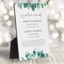 Eucalyptus Wedding Signature Drinks Sign, Cocktail フォトプラーク