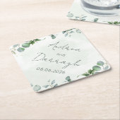 Eucalyptus Wedding Square Paper Coaster 1001A ペーパーコースター (アングル)