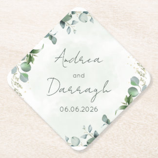 Eucalyptus Wedding Square Paper Coaster 1001A ペーパーコースター