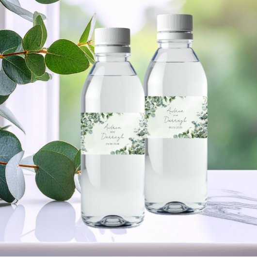 Eucalyptus Wedding Water Bottle Label 1001A ペットボトルラベル