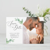 Eucalyptus Wedding | Watercolor Botanical Photo セーブザデート (スタンド正面)