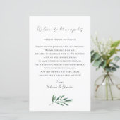 Eucalyptus Wedding Welcome Bag Letter (スタンド正面)