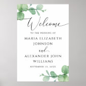 Eucalyptus Wedding Welcome Sign | Elegant Script ポスター (正面)