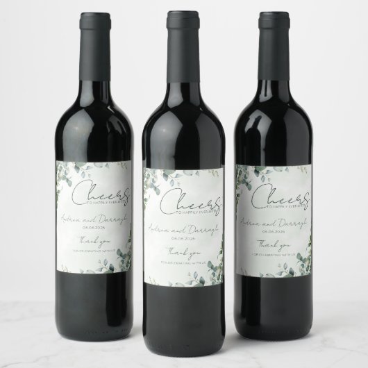 Eucalyptus Wedding Wine Bottle Label 1001A ワインラベル (ボトル)