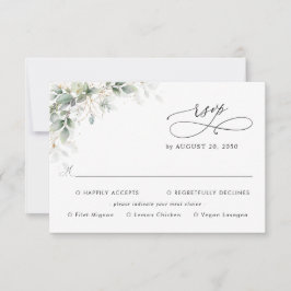 Eucalyptus Wedding With Meal Choice RSVP Card