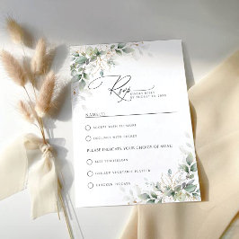Eucalyptus Wedding With Meal Choice RSVP Card