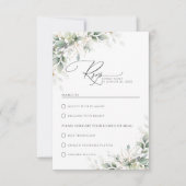 Eucalyptus Wedding With Meal Choice RSVP Card (正面)