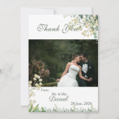 Eucalyptus & White Florals Botanical Wedding サンキューカード (正面)
