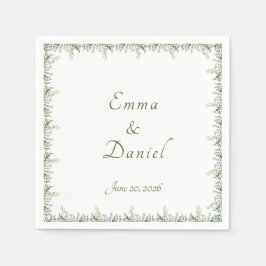 Eucalyptus & White Florals Botanical Wedding スタンダードカクテルナプキン
