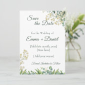 Eucalyptus & White Florals Botanical Wedding セーブザデート (スタンド正面)