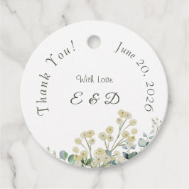 Eucalyptus & White Florals Botanical Wedding  フェイバータグ