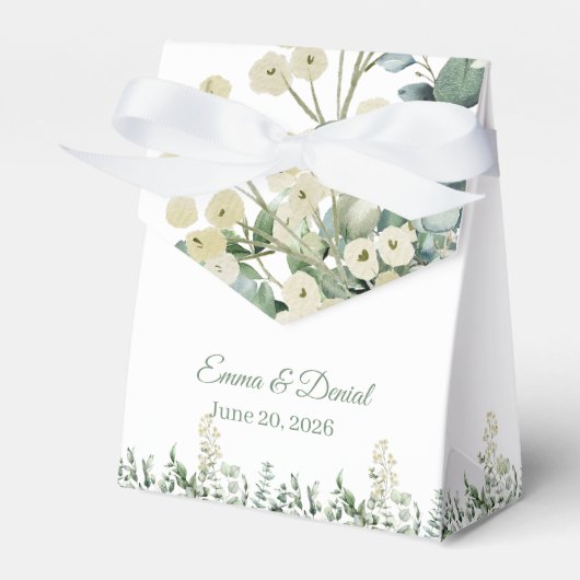 Eucalyptus & White Florals Botanical Wedding  フェイバーボックス (正面サイド)